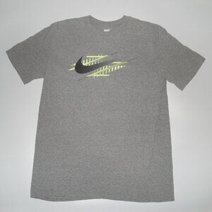 Nike T-Shirt Gray Yellow Swoosh Net Men's Size L
